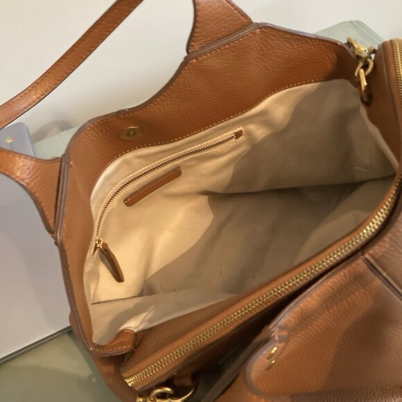 Banana Republic LARGE Bag Gold HardwareBrown Pebbled Leather Tote W/ Laptop Slv - Picture 8 of 15